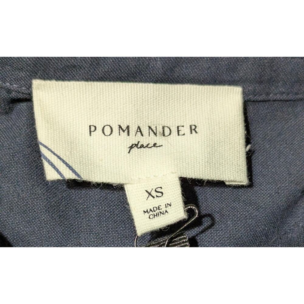 Tuckernuck Pomander Place Shirt Dress Womens XS Navy Cotton 3/4 Sleeve Shift New - Picture 6 of 16